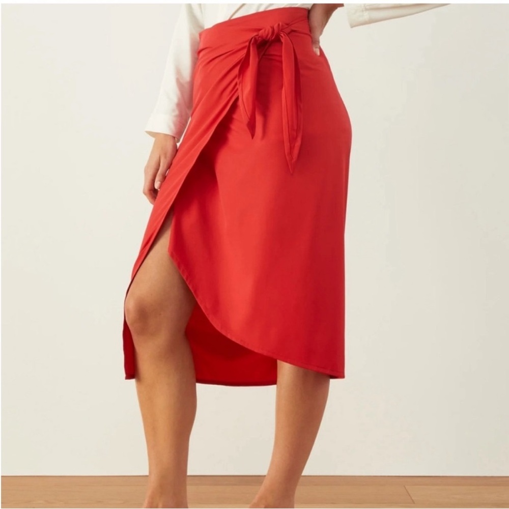 ADAY Red High-Low Wrap Skirt with Tie sarong - Picture 2 of 8